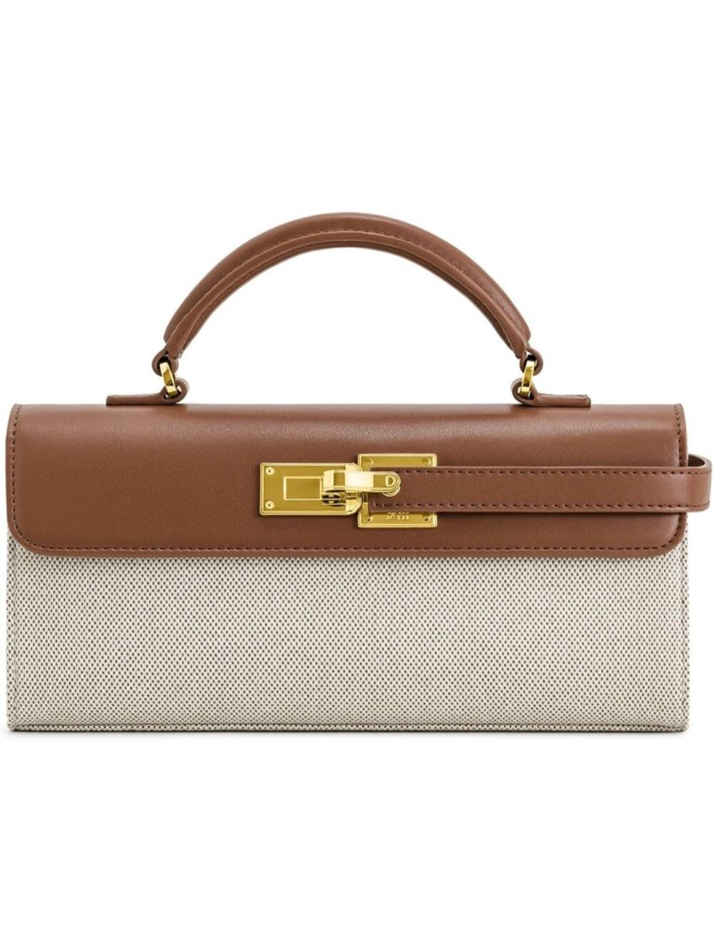 Women's Beige Keyla Top Handle Stylish Purse Structured Handbag Shoulder Bag